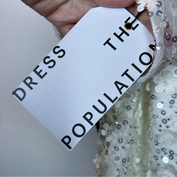 Dress The Population Elegant White Women’s Embellished Gown Dress Size S - Picture 7 of 11